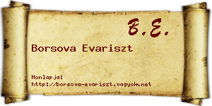 Borsova Evariszt névjegykártya